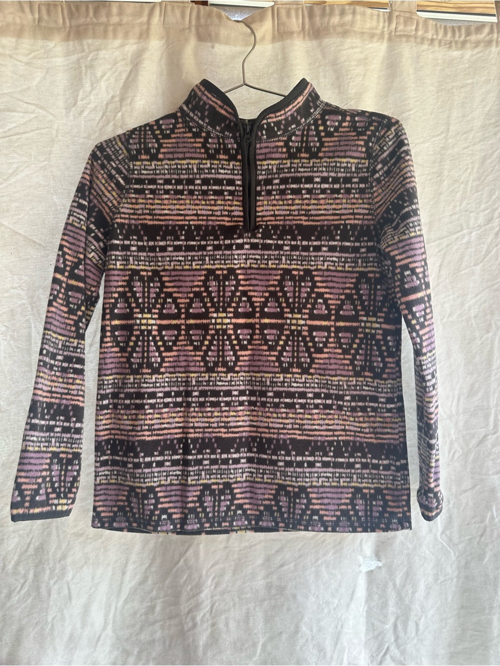 OshKosh B'gosh Grey and Pink Patterned Half-Zip Fleece Sweater